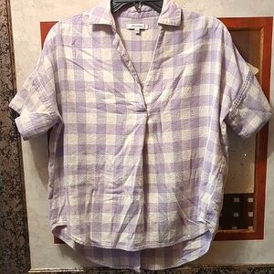 Madewell Purple and White Button Down Blouse